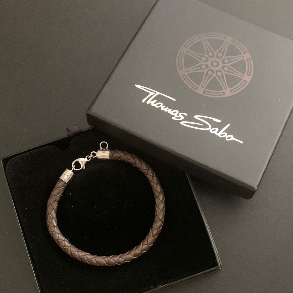 Thomas Sabo Dark Brown Braided Bracelet - thick - 8 1/4 inch - box not included.